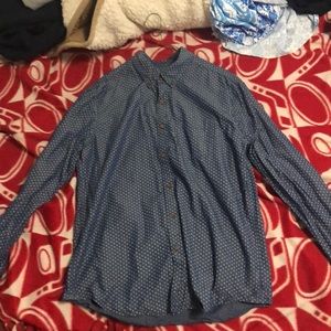 American eagle blue print buttton down